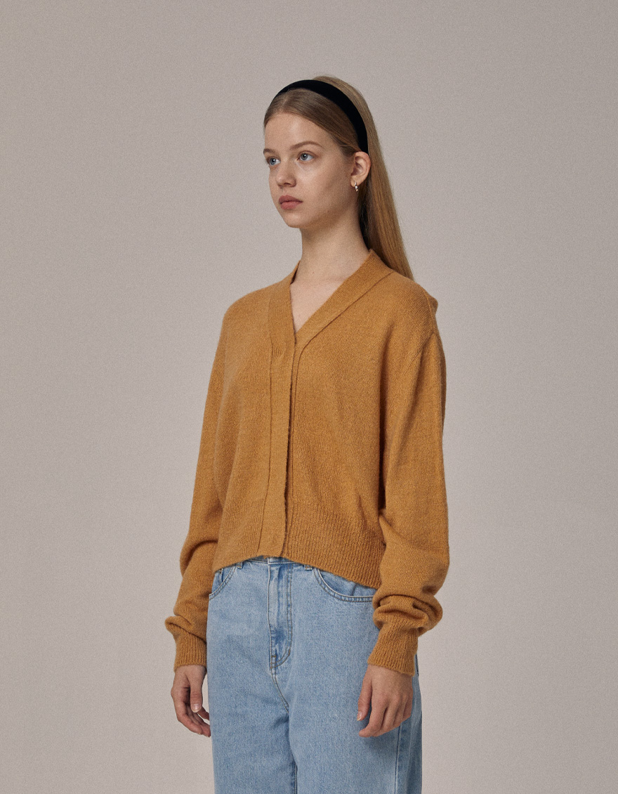 Sally Wool Blended Knit Cardigan Camel
